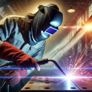 Soudage plasma en action avec un soudeur équipé utilisant une torche plasma dans un atelier industriel